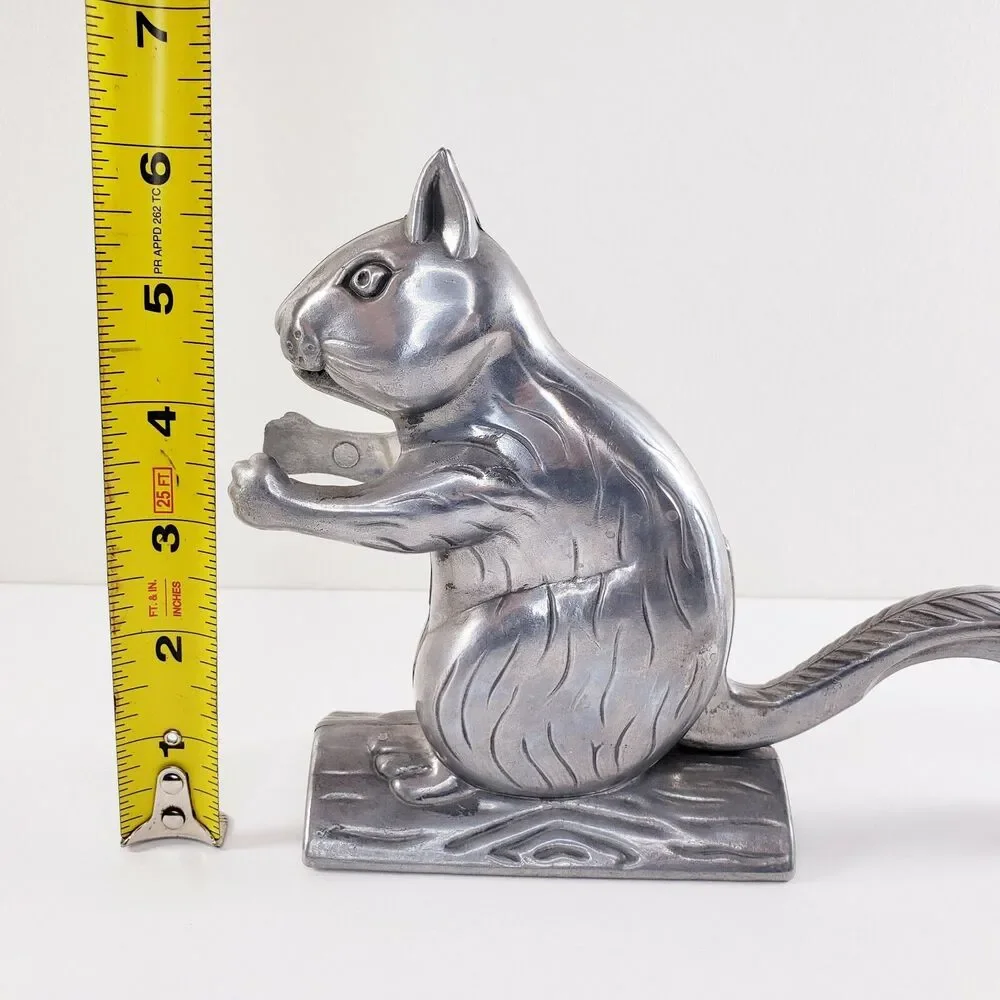 Squirrel Sitting on Log Nutcracker Cast Metal Animal Cabin Lodge Rustic Wildlife
